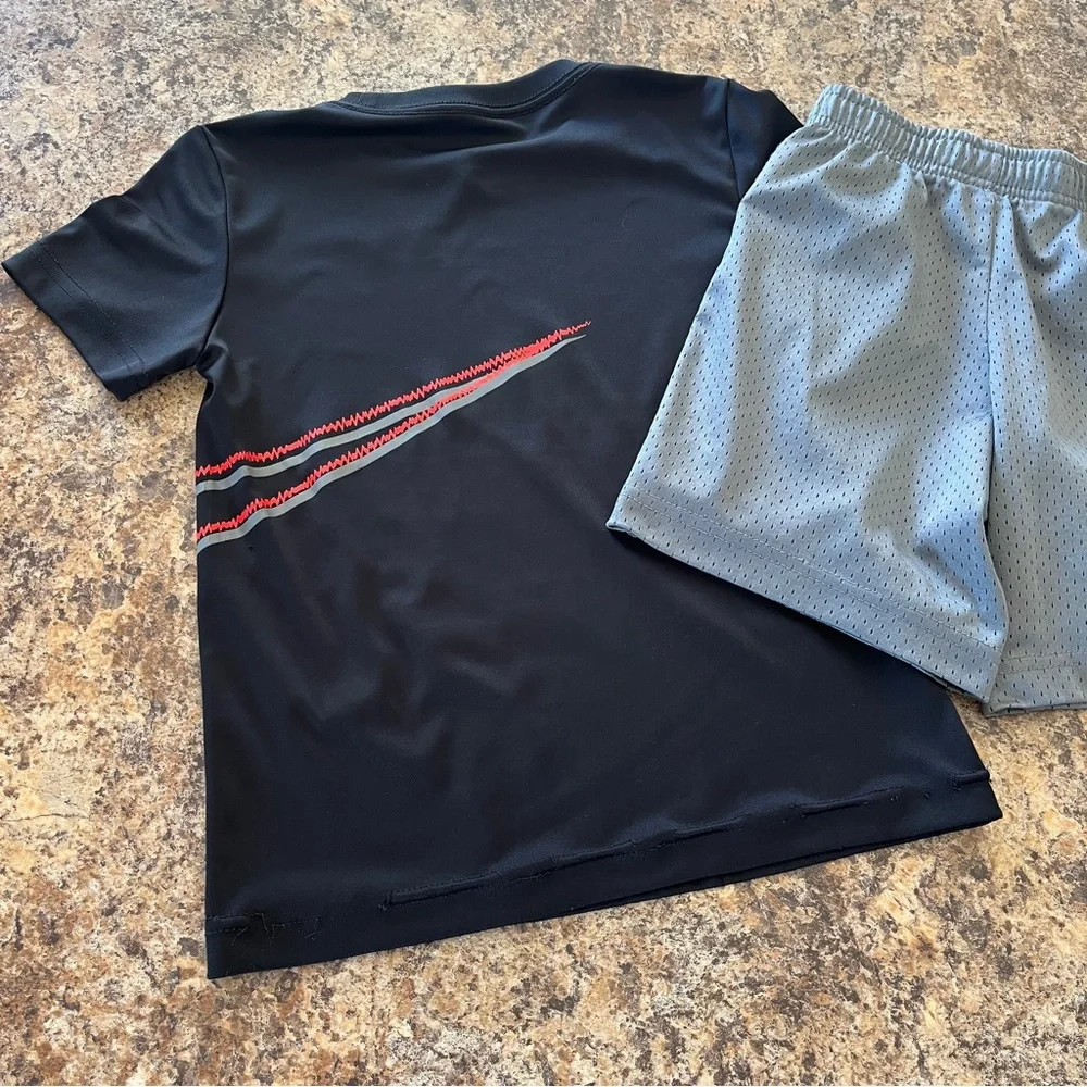 Nike Boys Dri-Fit Short Sleeve Tee Gym Shorts Athletic Sporty Matching Set Sz 6
